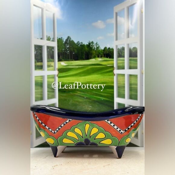 Talavera Planter Pot Hand-Painted Mexican Ceramic Indoor Outdoor Succulent Pot - Picture 2 of 11